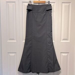 Mango‎ Blue/Grey High Rise Mermaid Style Pleated Back Maxi Skirt Size 4
